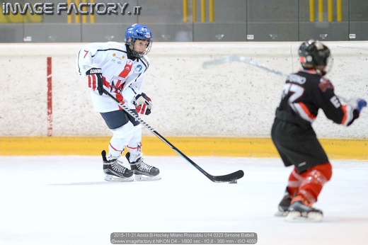 2015-11-21 Aosta B-Hockey Milano Rossoblu U14 0323 Simone Battelli